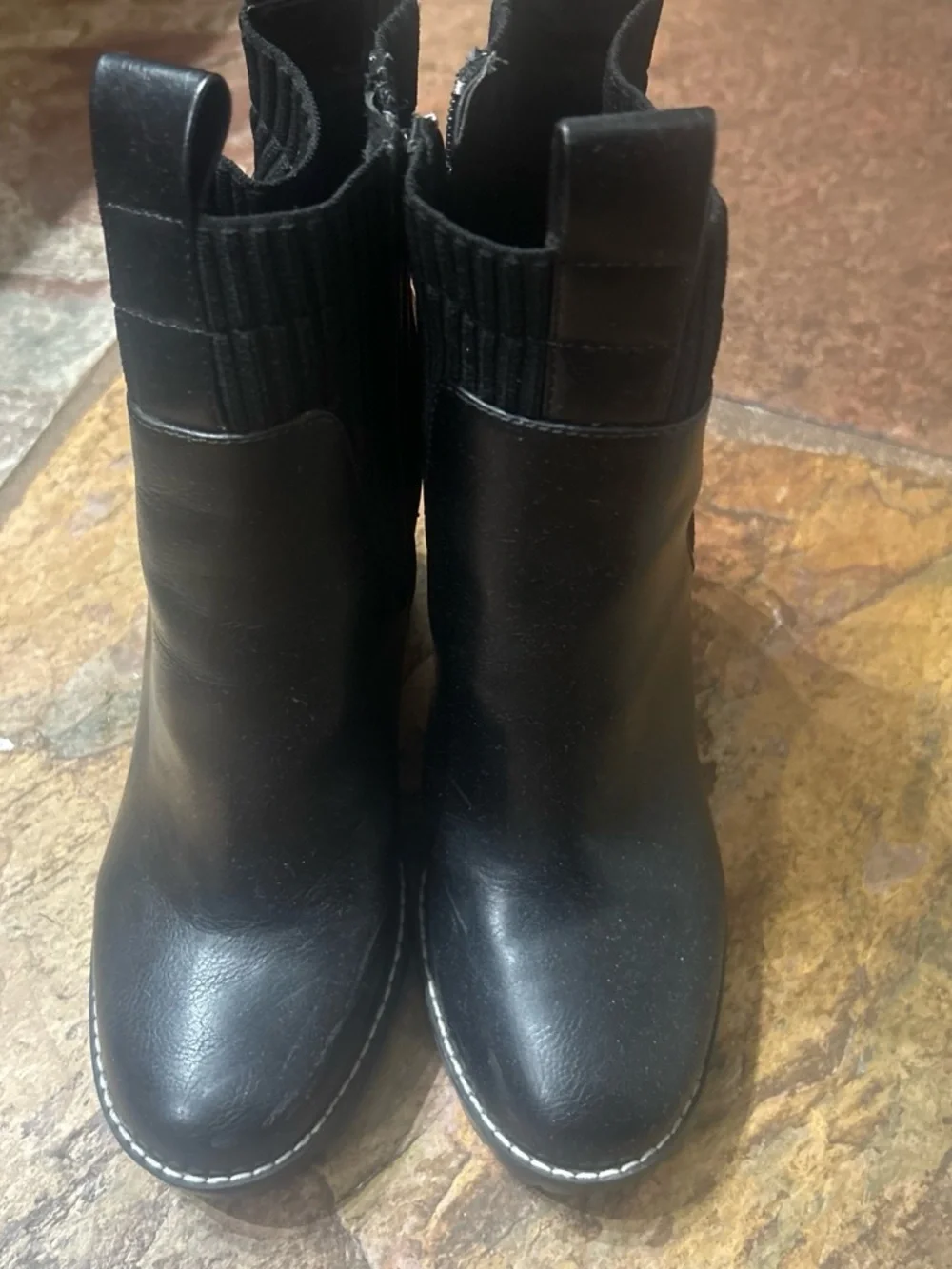 BCBGeneration Black Chelsea Ankle Boots with Ribbed Elastic Panels